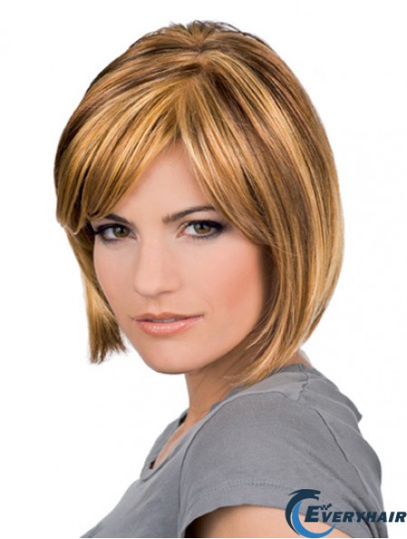 Chin Length Blonde Sleek 10 inch Wavy Bob Wigs