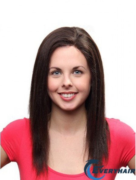 Long Straight 100% Hand Tied Remy Human Auburn Mono Wig