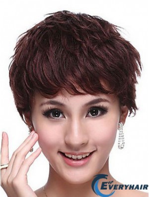Capless Wavy Boycuts Cropped Trendy Human Hair Wigs