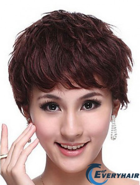 Capless Wavy Boycuts Cropped Trendy Human Hair Wigs