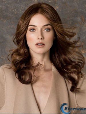 Wavy Without Bangs Monofilament Brown Fashionable Long Wigs