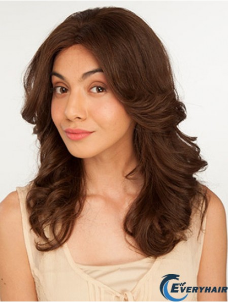14 inch Brown Long Without Bangs Wavy Perfect Lace Wigs