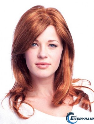 20 inch Auburn Long With Bangs Wavy Online Lace Wigs