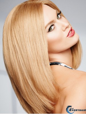 14 inch Straight 100% Hand-tied Shoulder Length Real Human Hair Wigs