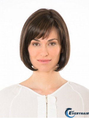 Lace Front Straight Bobs 10 inch Brown Chin Length Human Hair Wigs Full Wig