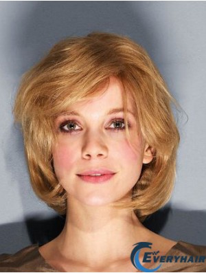 10 inch Wavy Brown Remy Human Hair Chin Length 100% Hand-tied Bob Wigs For Sale