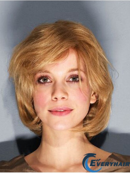 10 inch Wavy Brown Remy Human Hair Chin Length 100% Hand-tied Bob Wigs For Sale