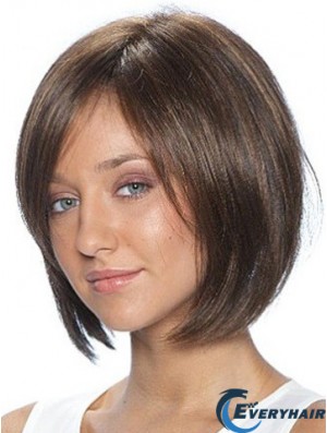 Lace Front Brown Chin Length Bobs Straight African American Wig