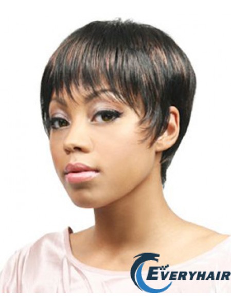 African Hair Wigs Boycuts Cropped Length Straight Style With Capless