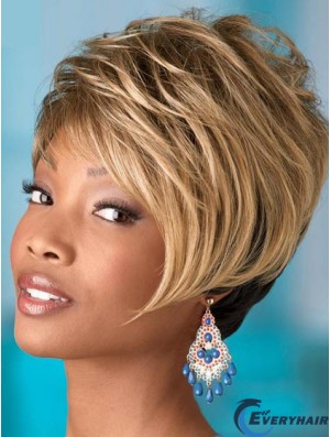 Short Blonde Wavy Boycuts Comfortable African American Wigs