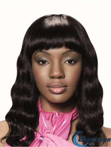 Long Black Wavy With Bangs New African American Wigs