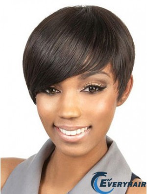 Cropped Brown Straight Boycuts Suitable African American Wigs