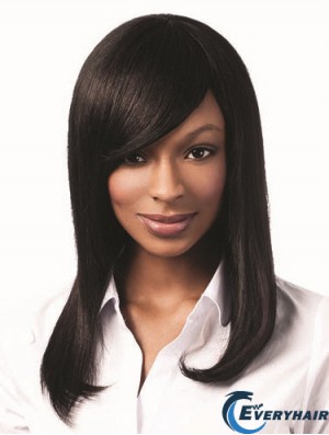 Long Black Yaki With Bangs Hairstyles African American Wigs
