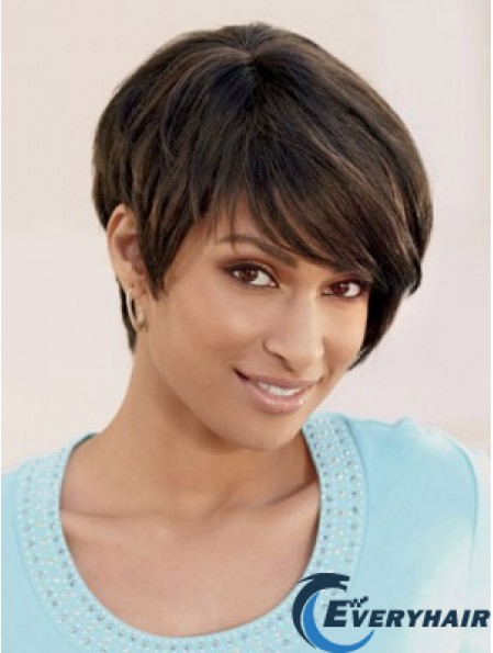 Short Brown Straight Layered Incredible African American Wigs