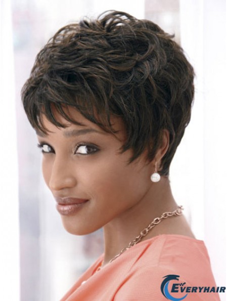 4 inch Cropped Boycuts Synthetic Capless Black Styles For African Americans