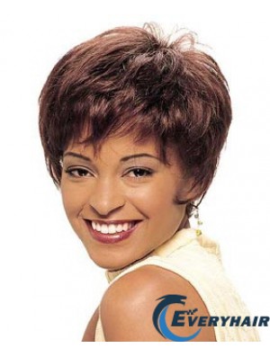 Cropped Auburn Straight Boycuts Beautiful African American Wigs
