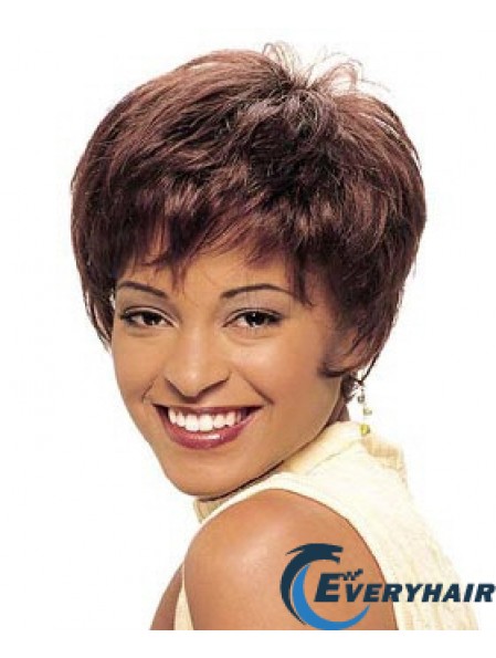 Cropped Auburn Straight Boycuts Beautiful African American Wigs