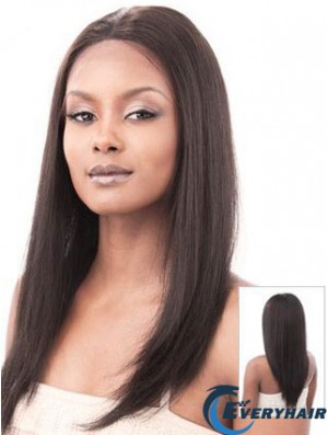 Auburn 16 inch Sleek Long Yaki Without Bangs Lace Wigs