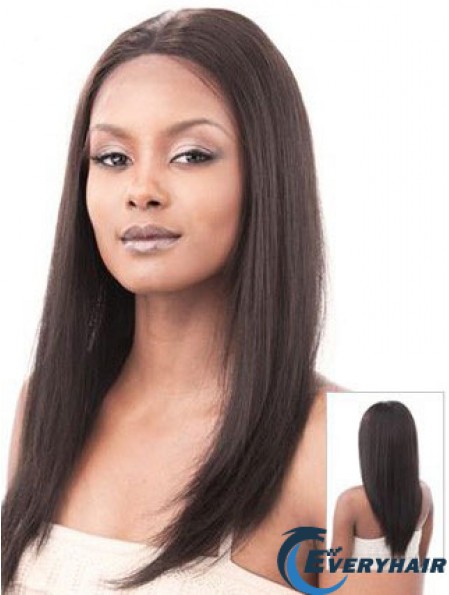 Auburn 16 inch Sleek Long Yaki Without Bangs Lace Wigs