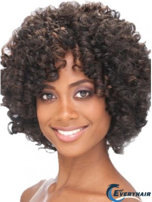 Chin Length Capless Layered Kinky Synthetic Black Woman's Wigs