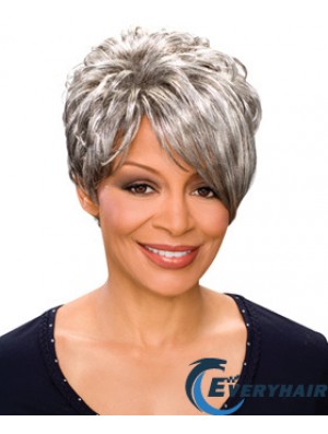 Durable Short Wavy Capless Grey Wigs
