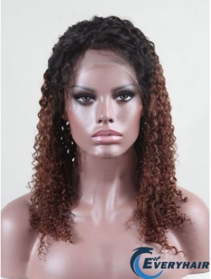 Shoulder Length Curly Without Bangs Full Lace 14 inch Comfortable Black Women Wigs
