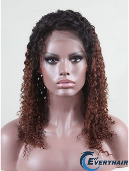 Shoulder Length Curly Without Bangs Full Lace 14 inch Comfortable Black Women Wigs
