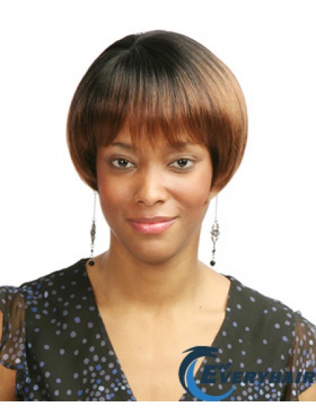 Short Auburn Straight With Bangs Affordable African American Wigs