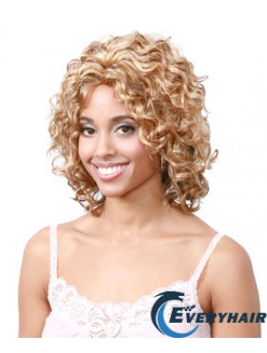 Chin Length Blonde Curly Without Bangs Hairstyles African American Wigs