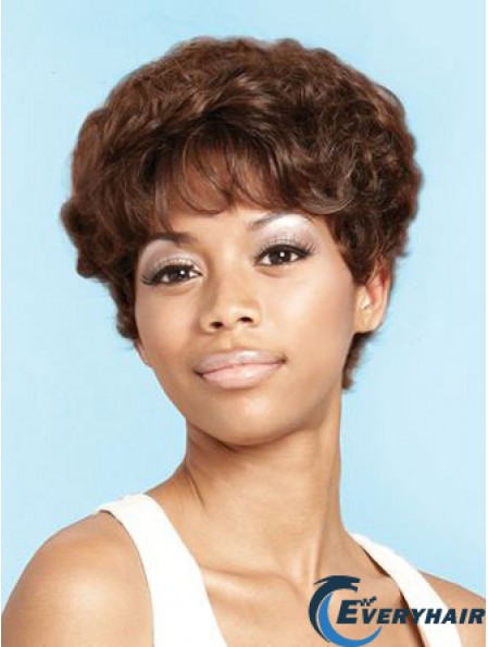 Short Brown Curly Layered Beautiful African American Wigs