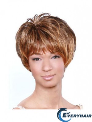 Short Brown Wavy Boycuts Popular African American Wigs