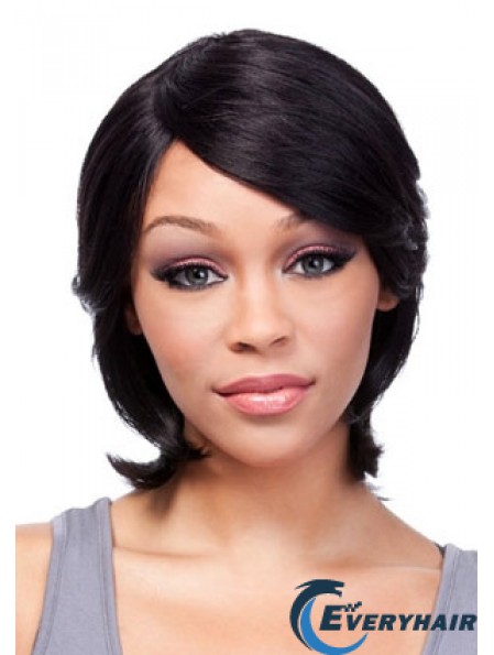 Chin Length Black Straight With Bangs Incredible African American Wigs