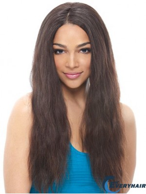24 inch Black Long Without Bangs Wavy Suitable Lace Wigs