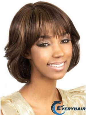 Chin Length Brown Wavy Bobs Amazing African American Wigs