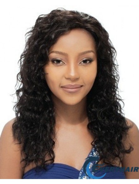 Long Black Curly Layered Natural African American Wigs