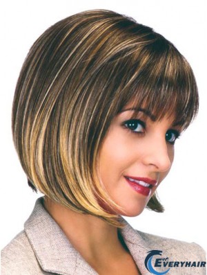 Capless Chin Length Straight Brown Flexibility Bob Wigs