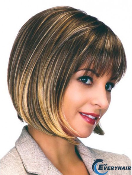 Capless Chin Length Straight Brown Flexibility Bob Wigs
