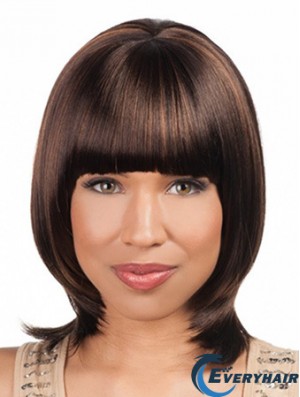 Sleek Chin Length Yaki 16 inch Synthetic Glueless Lace Front Wigs