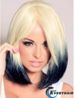 Chin Length Straight Without Bangs Lace Front 12 inch Discount Black Women Wigs