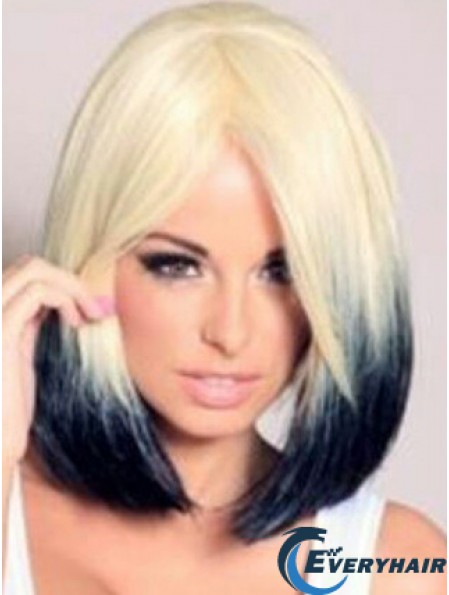 Chin Length Straight Without Bangs Lace Front 12 inch Discount Black Women Wigs