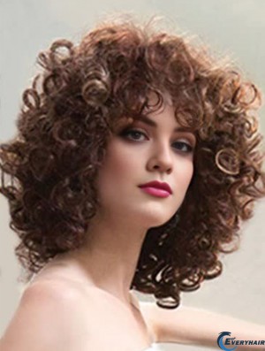 Ladies Synthetic Wigs Shoulder Length Curly Style Layered Cut