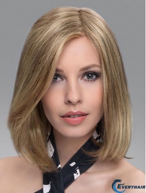 Blonde Soft Straight Shoulder Length Synthetic Bob Wigs