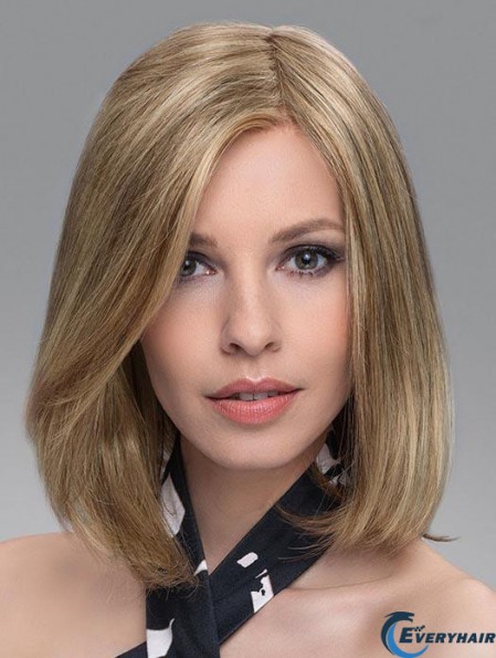 Blonde Soft Straight Shoulder Length Synthetic Bob Wigs