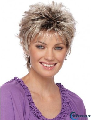 Breathable Short Blonde Straight 3 inch Synthetic Wigs