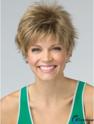 Short Pixie Cut Synthetic Wig Blonde Color Cropped Length Boycuts