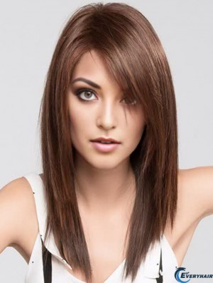 Brown 16 inch With Bangs Long Trendy Monofilament Wigs