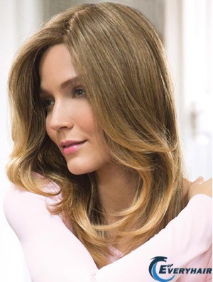 Blonde 16 inch Without Bangs Long Beautiful Monofilament Wigs