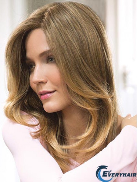Blonde 16 inch Without Bangs Long Beautiful Monofilament Wigs