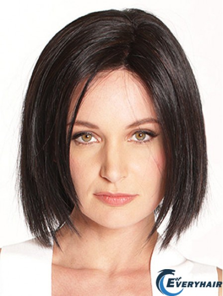 10 inch Chin Length Black Straight Soft Bob Wigs