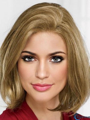 Blonde 12 inch Chin Length Straight Modern Bob Wigs For Women